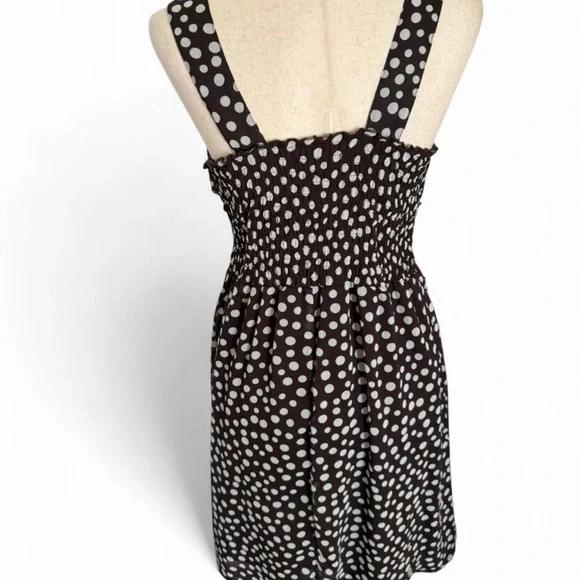 Vintage Y2K Brown Polka Dot Empire Waist Sundress Small Coquette Cottagecore - Picture 3 of 11
